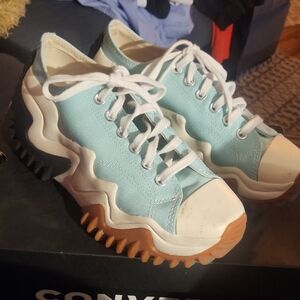 Converse Light Blue Canvas Sneakers with Chunky Sole